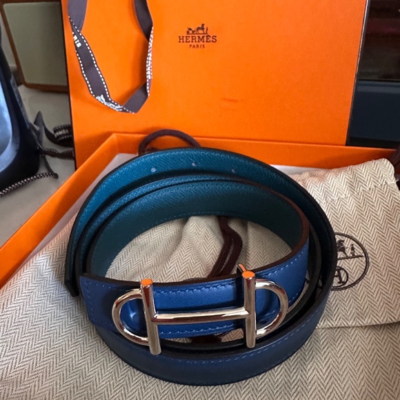 Hermes Gamma belt buckle and reversible leather strap 85 - Picture 2 of 5